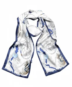 100% Mulberry Silk Scarf Versatile Double-sided Long Scarf Sailing Design