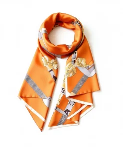 Alternative view of 100% Mulberry Silk Scarf Versatile Double-sided Long Scarf Orange
