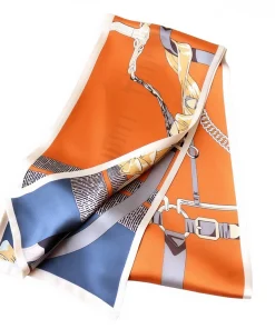 100% Mulberry Silk Scarf Versatile Double-sided Long Scarf Orange