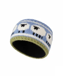 Alternative view of Pure Wool Hand Knitted Headband Sheep Design HB071 Denim Blue