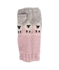 Pure Wool Hand Knitted Fingerless Mitten or Handwarmer NK689HW Baby Pink - Image 3