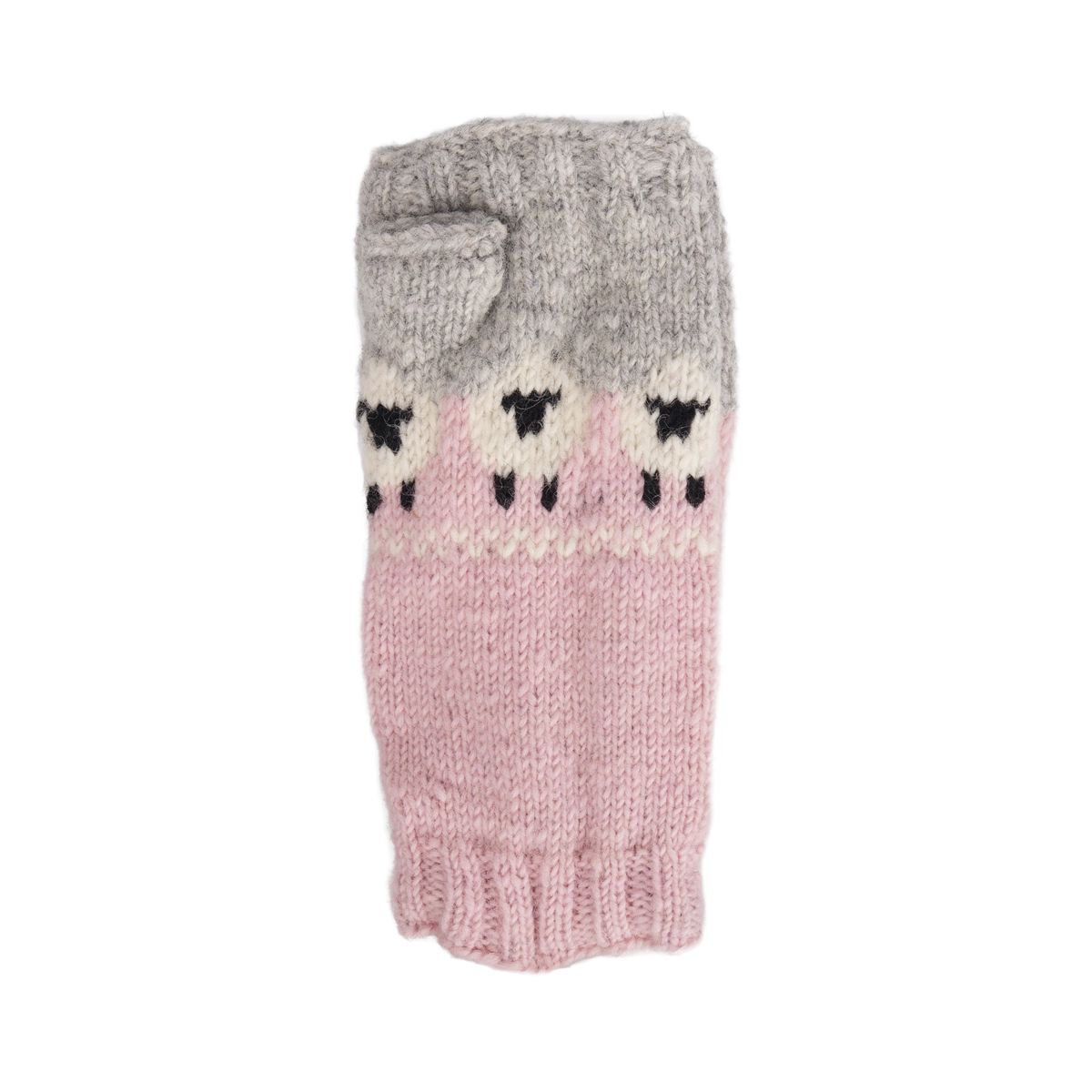 Pure Wool Hand Knitted Fingerless Mitten or Handwarmer NK689HW Baby Pink - Image 3