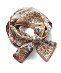 100% Mulberry Silk Scarf Versatile Double-sided Long Scarf Wild Flower Design Multicolour - Image 3