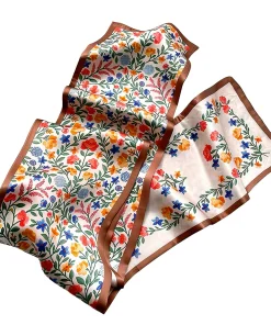 100% Mulberry Silk Scarf Versatile Double-sided Long Scarf Wild Flower Design Multicolour - Image 2