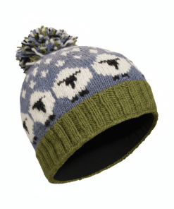 Alternative view of Hand-knit Unisex Pure Wool Bobble Beanie Sheep Design NK692 Navy Blue Fine Knit