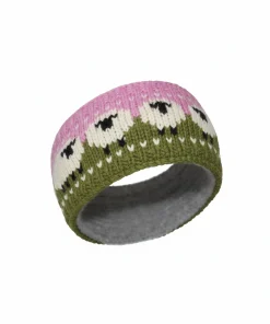 Alternative view of Pure Wool Hand Knitted Headband Sheep Design HB68 Light Pink