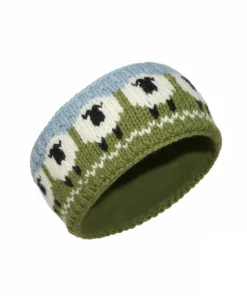 Alternative view of Pure Wool Hand Knitted Headband Sheep Design NK689HB Sky Blue
