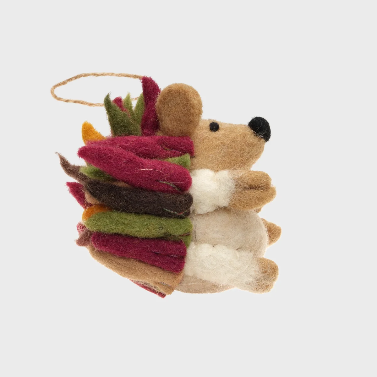 Handmade Wool Felt Hedgehog Hanging Ornament - Image 2