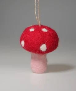 Alternative view of Handmade Wool Felt Red Mushroom Decoration Ornament