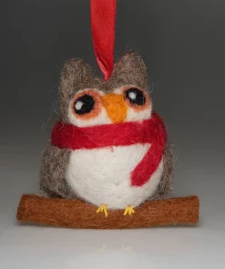 Handmade Wool Felt Owl Hanging Ornament