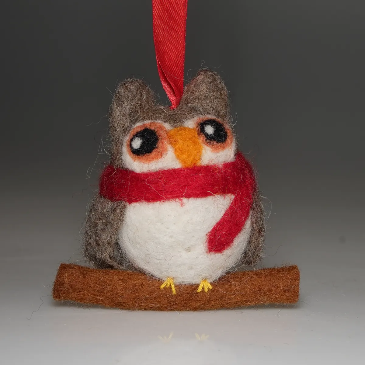 Handmade Wool Felt Owl Hanging Ornament