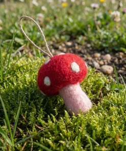Handmade Wool Felt Red Mushroom Decoration Ornament - Image 3
