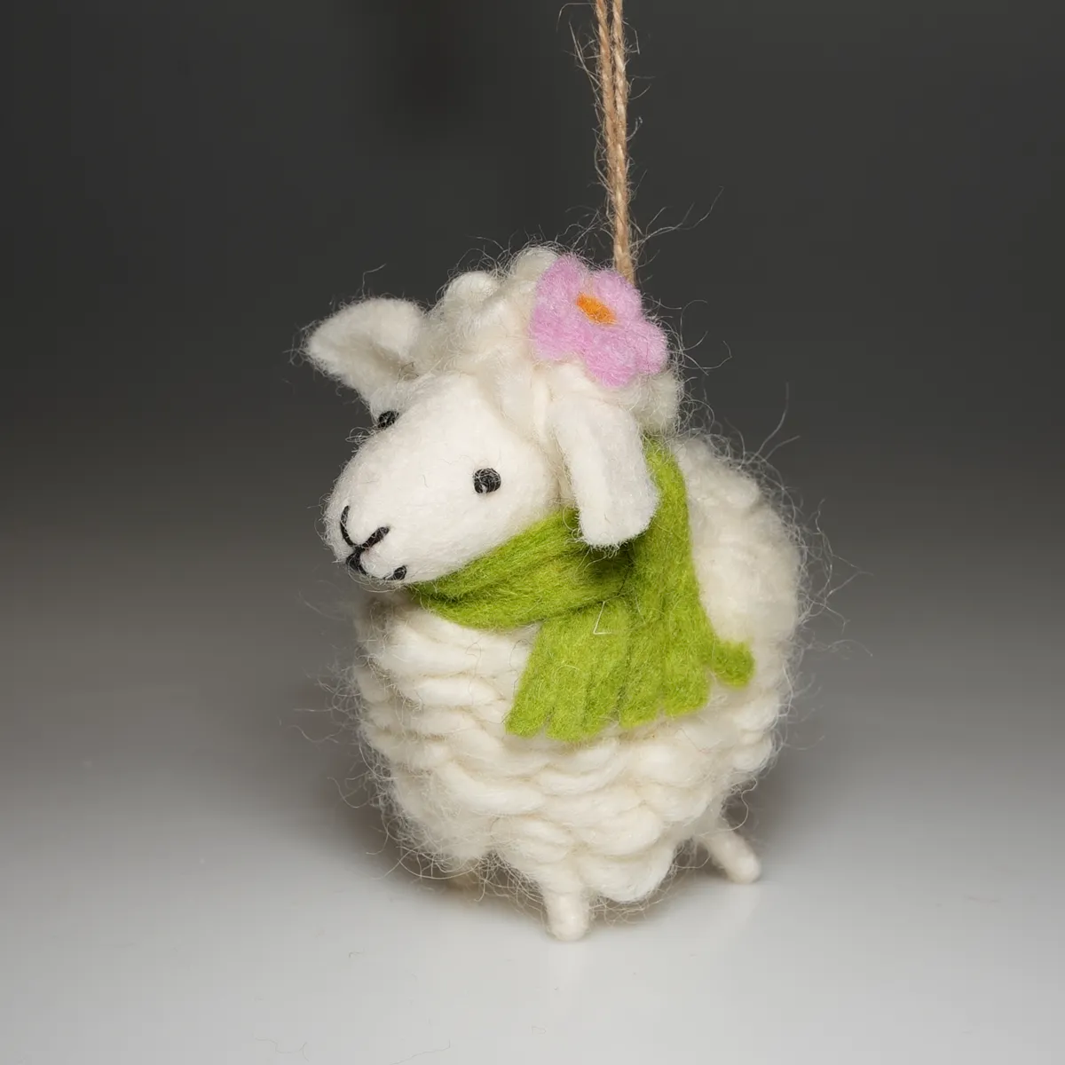 Handmade Wool Felt Ornament Couple Sheep - Image 2