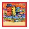 100% Mulberry Silk Scarf 90*90 Hand Rolled Hem Oil Painting Houses in Munich