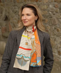 100% Mulberry Silk Scarf Versatile Double-sided Long Scarf Abstract Pattern Design ZSCJ49