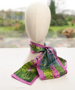 100% Mulberry Silk Scarf Versatile Double-sided Long Scarf Irish Painting Foxglove Flowers - Image 3