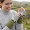 Pure Wool Hand Knitted Fingerless Mitten or Handwarmer NK689HW Light Grey