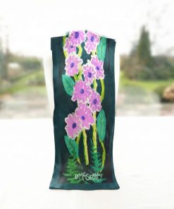 100% Mulberry Silk Scarf Versatile Double-sided Long Scarf Delphiniums in the Moonlight