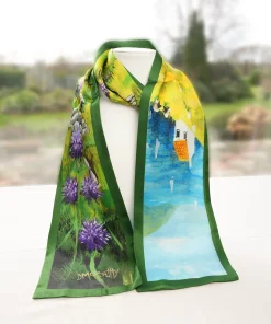 100% Mulberry Silk Scarf Versatile Double-sided Long Scarf Irish Landscape Painting