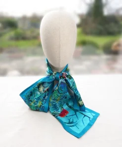 Alternative view of 100% Mulberry Silk Scarf Versatile Double-sided Long Scarf Irish Painting Blue Moon
