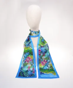 100% Mulberry Silk Scarf Versatile Double-sided Long Scarf Lilies in the Summer - Image 2