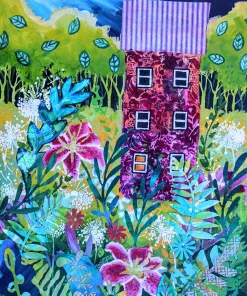 Alternative view of 100% Mulberry Silk Scarf Versatile Double-sided Long Scarf Lilies in the Summer