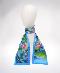 100% Mulberry Silk Scarf Versatile Double-sided Long Scarf Lilies in the Summer - Image 4
