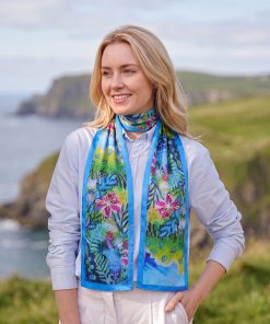 100% Mulberry Silk Scarf Versatile Double-sided Long Scarf Lilies in the Summer