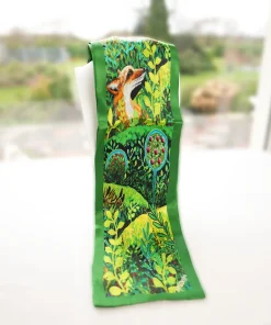Alternative view of 100% Mulberry Silk Scarf Versatile Double-sided Long Scarf Irish Painting The Fox