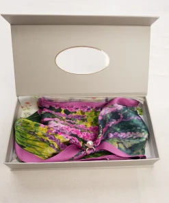 100% Mulberry Silk Scarf Versatile Double-sided Long Scarf Irish Painting Foxglove Flowers - Image 5