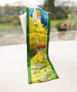 100% Mulberry Silk Scarf Versatile Double-sided Long Scarf Irish Landscape Painting - Image 3