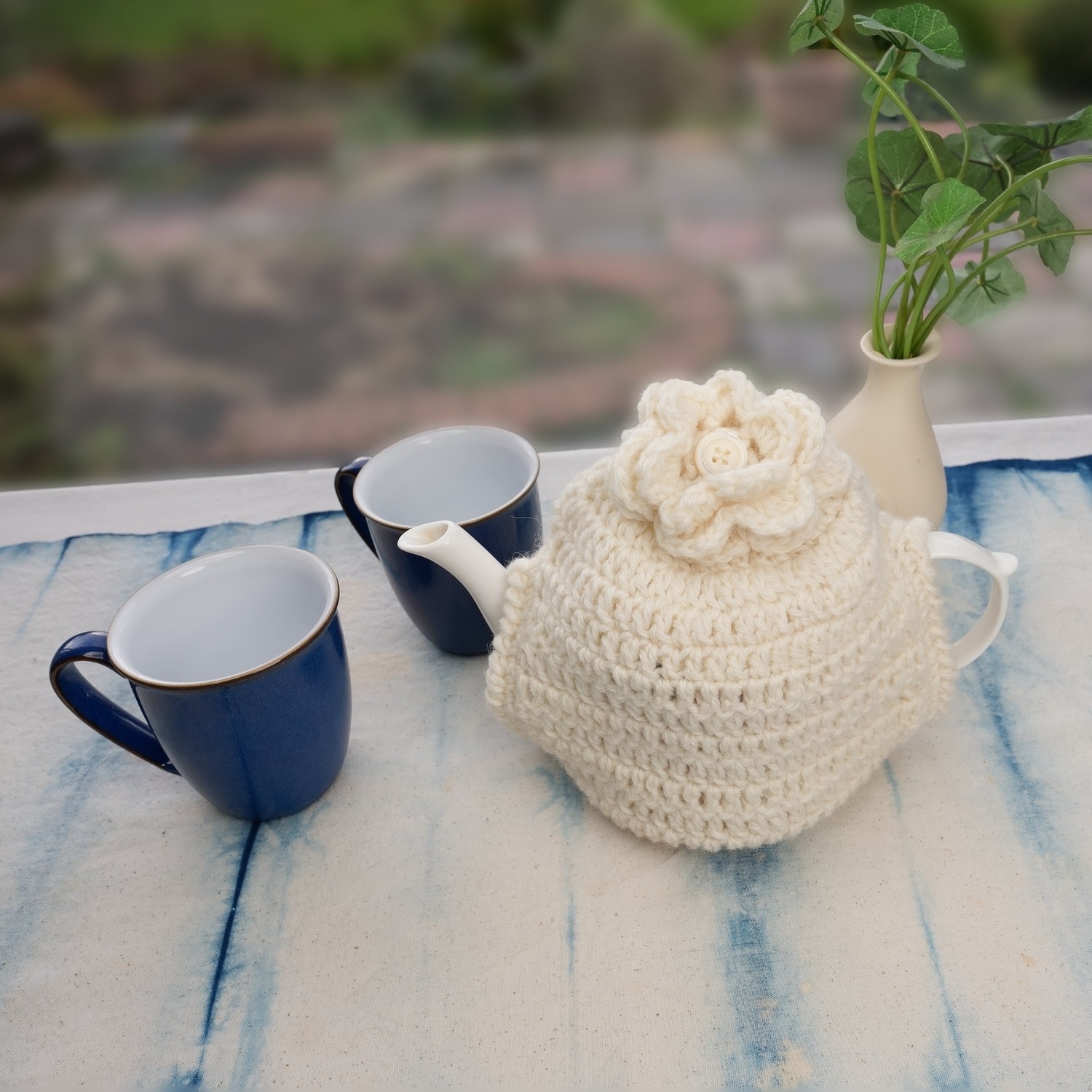 Hand Knit 100% Wool Plain Cream Tea Cosy TC2601C - Image 3