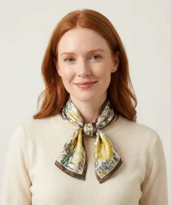 100% Mulberry Silk Scarf Versatile Double-sided Long Scarf Flower Design