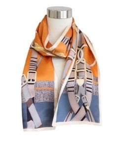 100% Mulberry Silk Scarf Versatile Double-sided Long Scarf Orange - Image 3