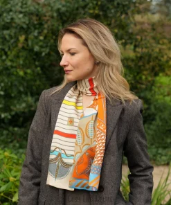 100% Mulberry Silk Scarf Versatile Double-sided Long Scarf Abstract Pattern Design ZSCJ49