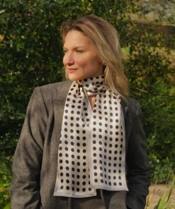 Alternative view of 100% Mulberry Silk Scarf Versatile Double-sided Long Scarf Polka Dots Design