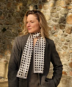 100% Mulberry Silk Scarf Versatile Double-sided Long Scarf Polka Dots Design