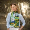 100% Mulberry Silk Scarf Versatile Double-sided Long Scarf Oil Painting of Irish Landscape Design