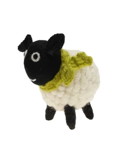 Handmade Knitted Standing Sheep Large With Green Scarf