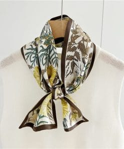 Alternative view of 100% Mulberry Silk Scarf Versatile Double-sided Long Scarf Flower Design