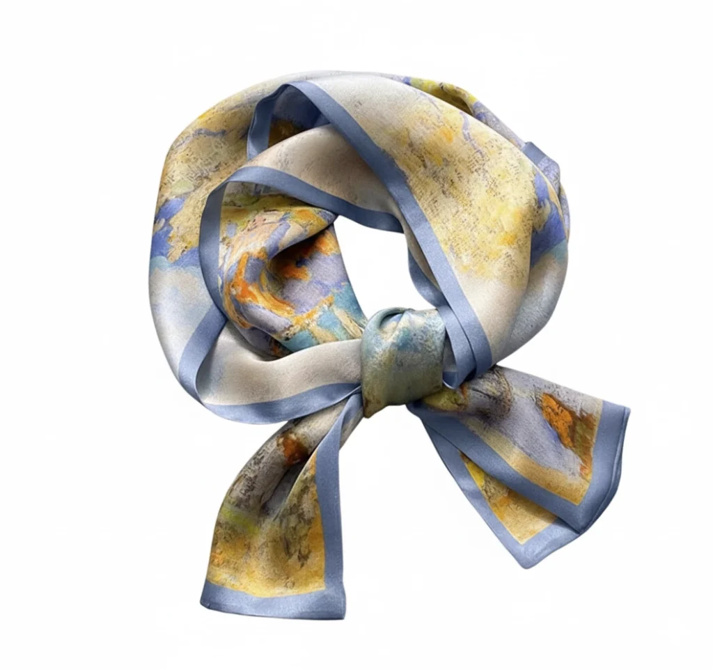 100% Mulberry Silk Scarf Versatile Double-sided Long Scarf Light Blue - Image 4