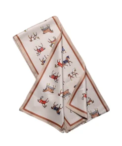 100% Mulberry Silk Scarf Versatile Double-sided Long Scarf Horse Design - Image 3