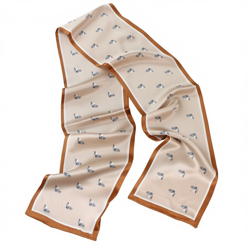 100% Mulberry Silk Scarf Versatile Double-sided Long Scarf Horse Head Design - Image 5