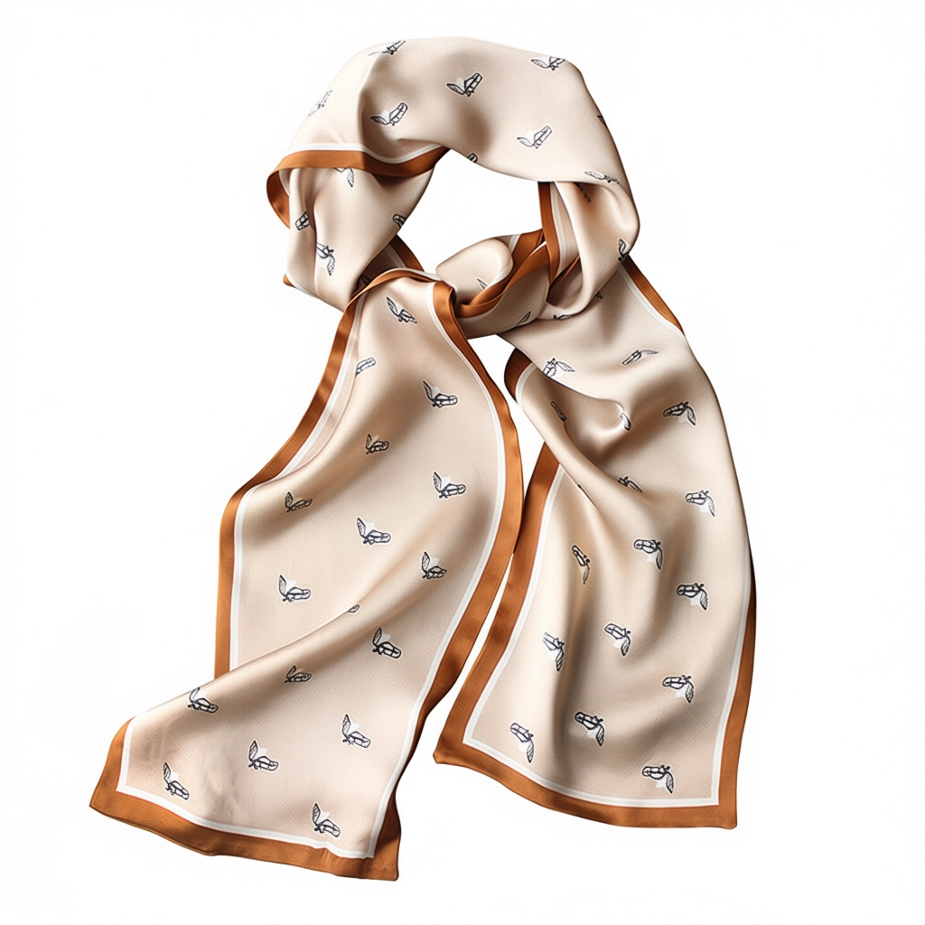 100% Mulberry Silk Scarf Versatile Double-sided Long Scarf Horse Head Design - Image 4
