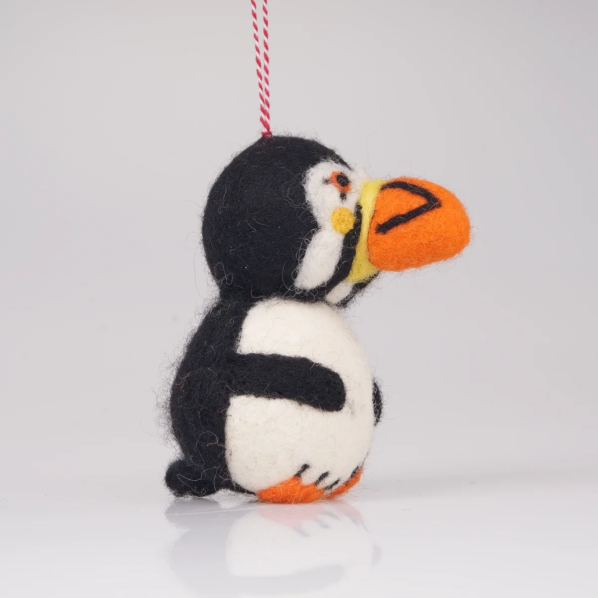 Handmade Wool Felt Puffin Hanging Ornament - Image 3