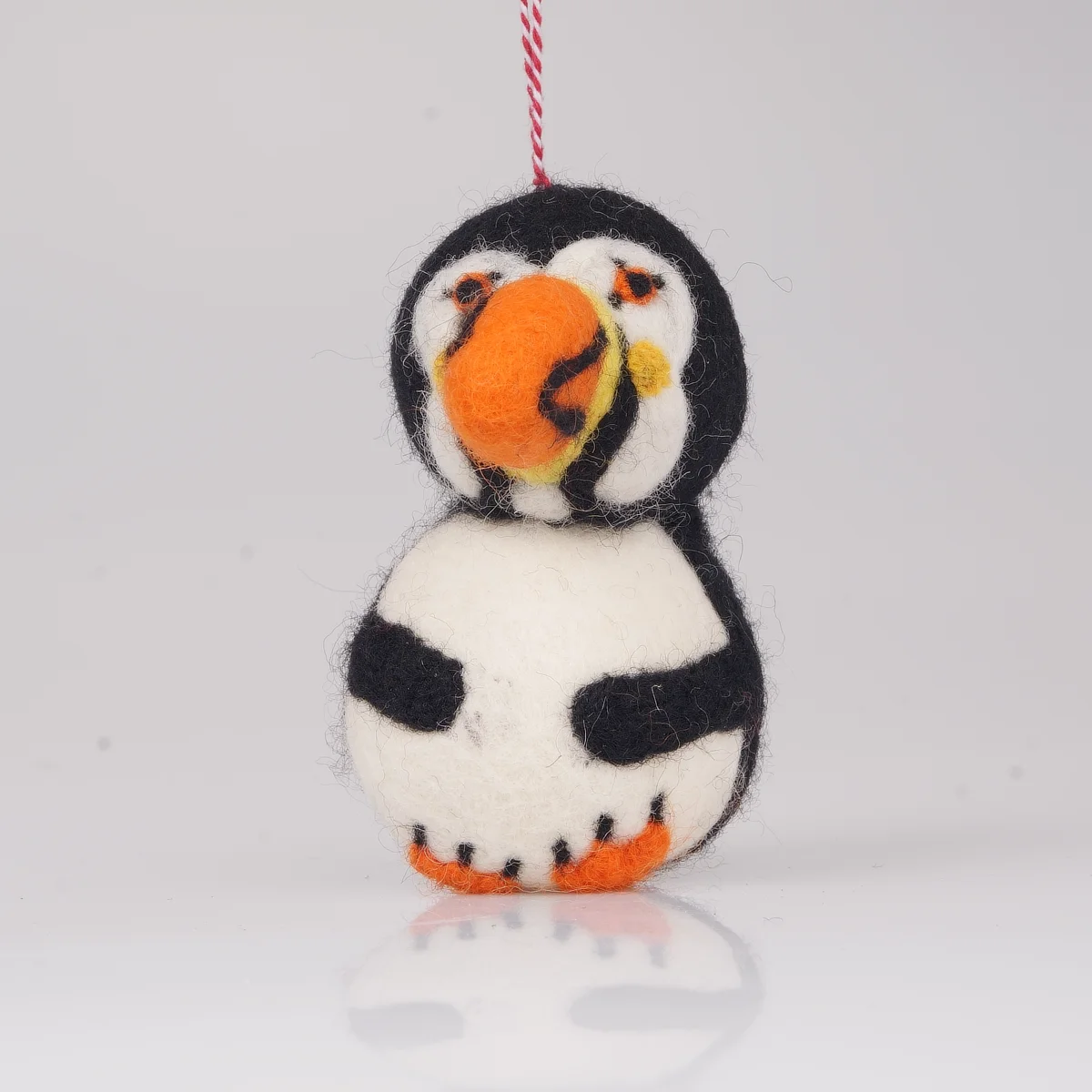 Handmade Wool Felt Puffin Hanging Ornament - Image 4