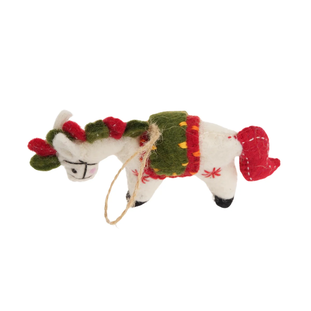 Handmade Wool Felt White Horse Hanging Ornament - Image 3