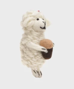 Alternative view of Handmade Wool Felt Ornament Sheep Shane Holding Black Beer