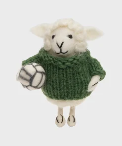 Handmade Wool Felt Sheep Holding A Gaelic Football