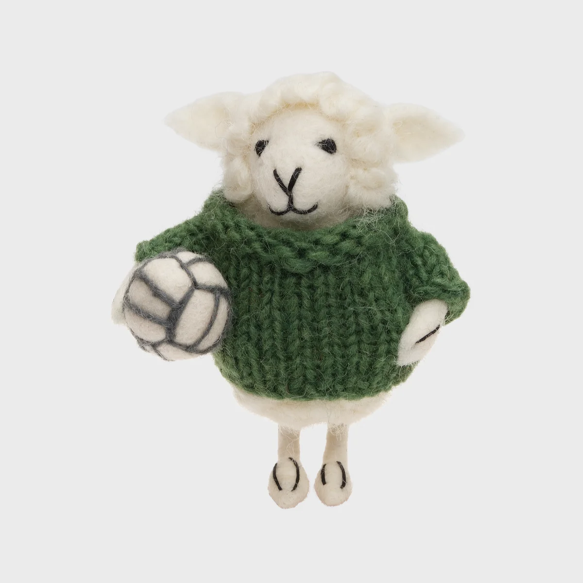 Handmade Wool Felt Sheep Holding A Gaelic Football